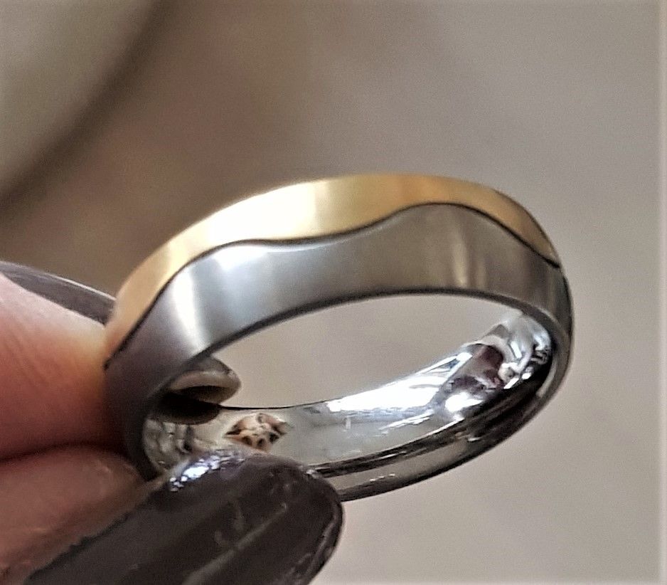 Titanium Ring m. 14 Karat Guld.