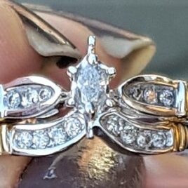 Diamant Ring i Hvidguld/Guld m. Marquise Slebet Diamant.