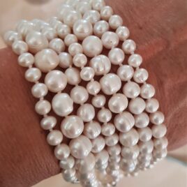Akoya Perle Armbånd m. 7 Rækker Hvide Perler.