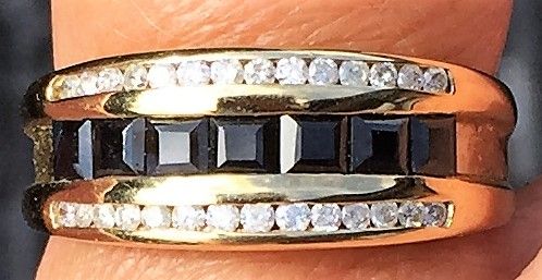 Safir - Diamant ring i Guld