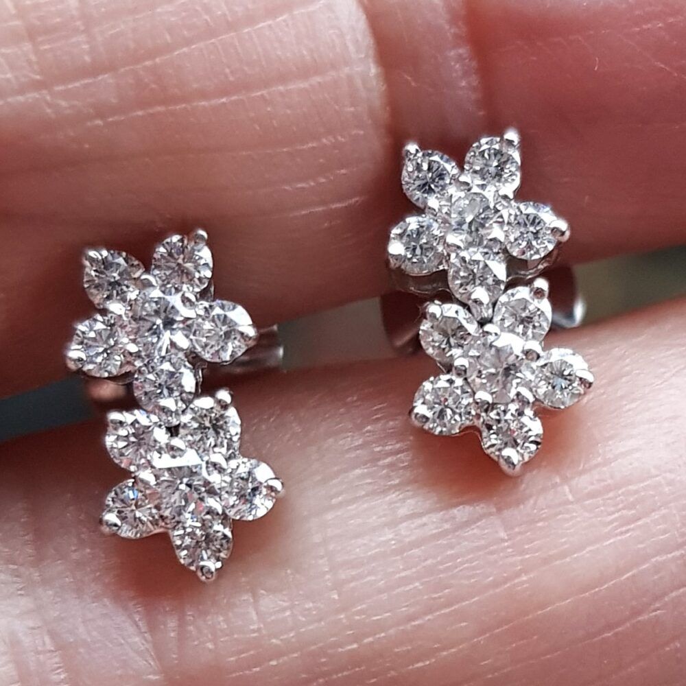 dobbelt roset øreringe m. 0,90 carat diamanter 4