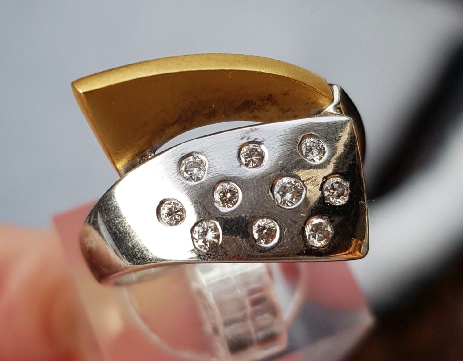 håndlavet totonet diamant ring