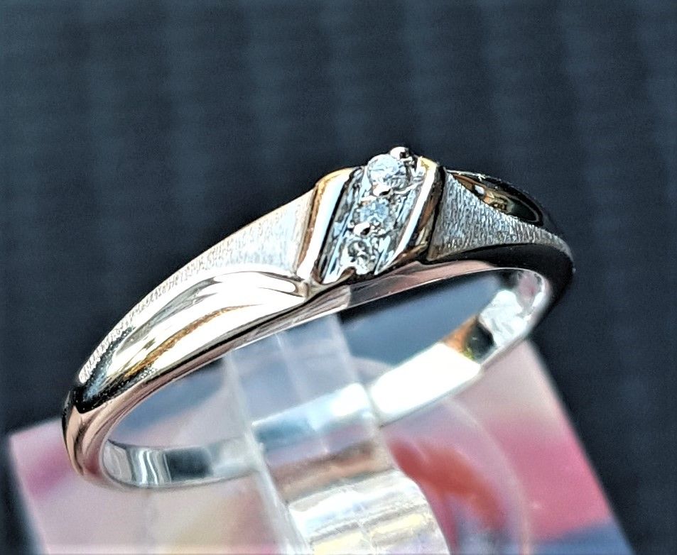 herre diamant ring i 14 karat hvidguld m. 3 diamanter (2)