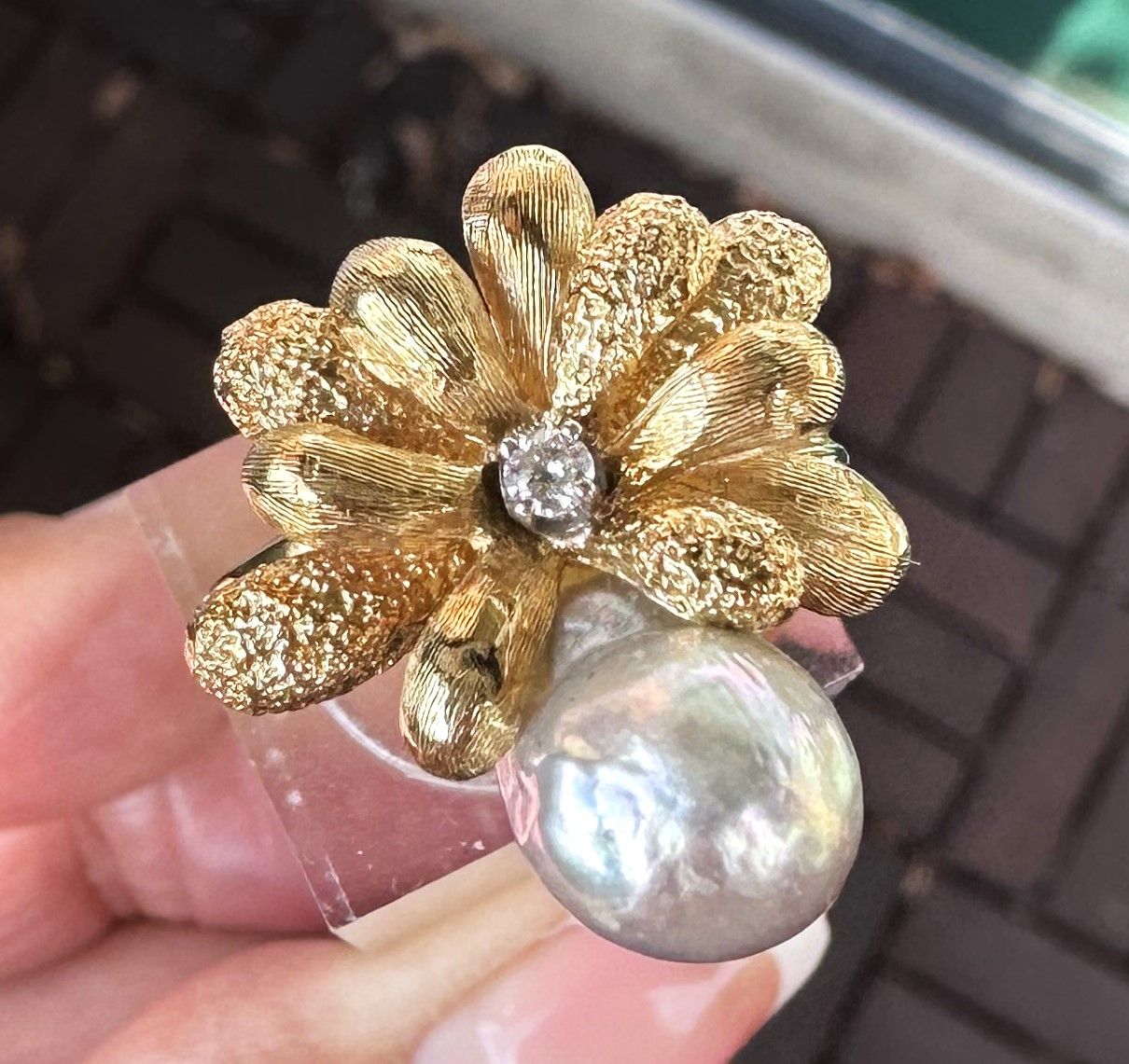 perlering blomst guld c